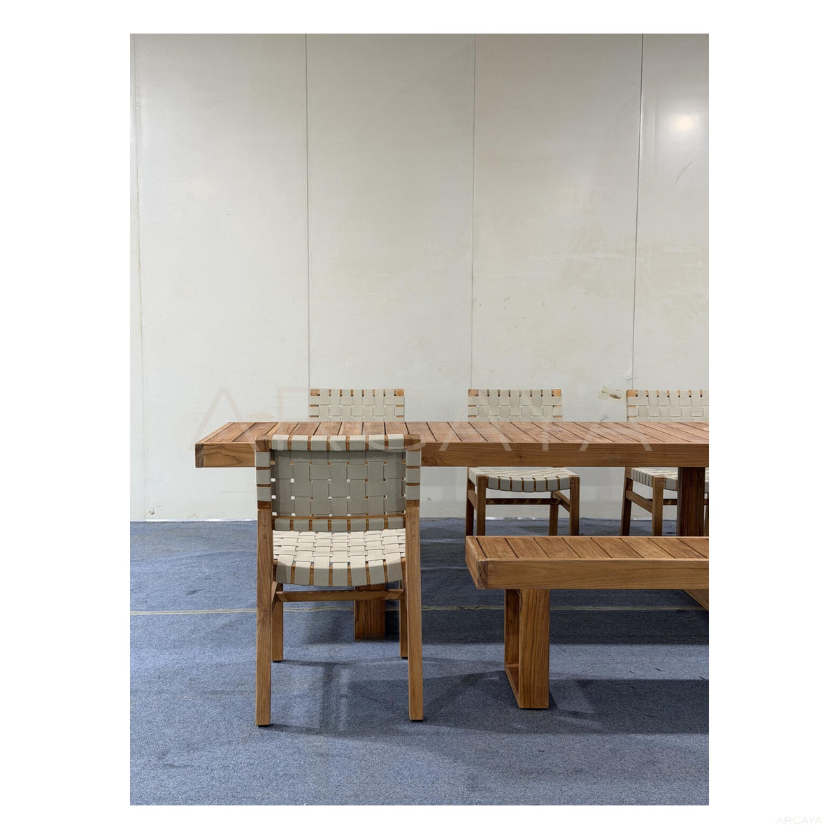 Teak Webbing Outdoor Set in detail