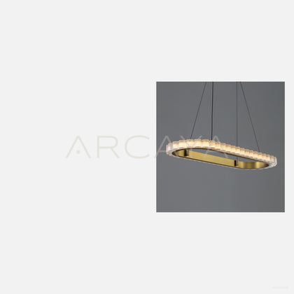 Oval Crystal Tube Gold Ring Linear Pendant Light 80610 - scene