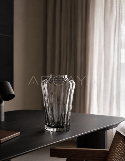 Smoked Grey Faceted Glass Vase - scene