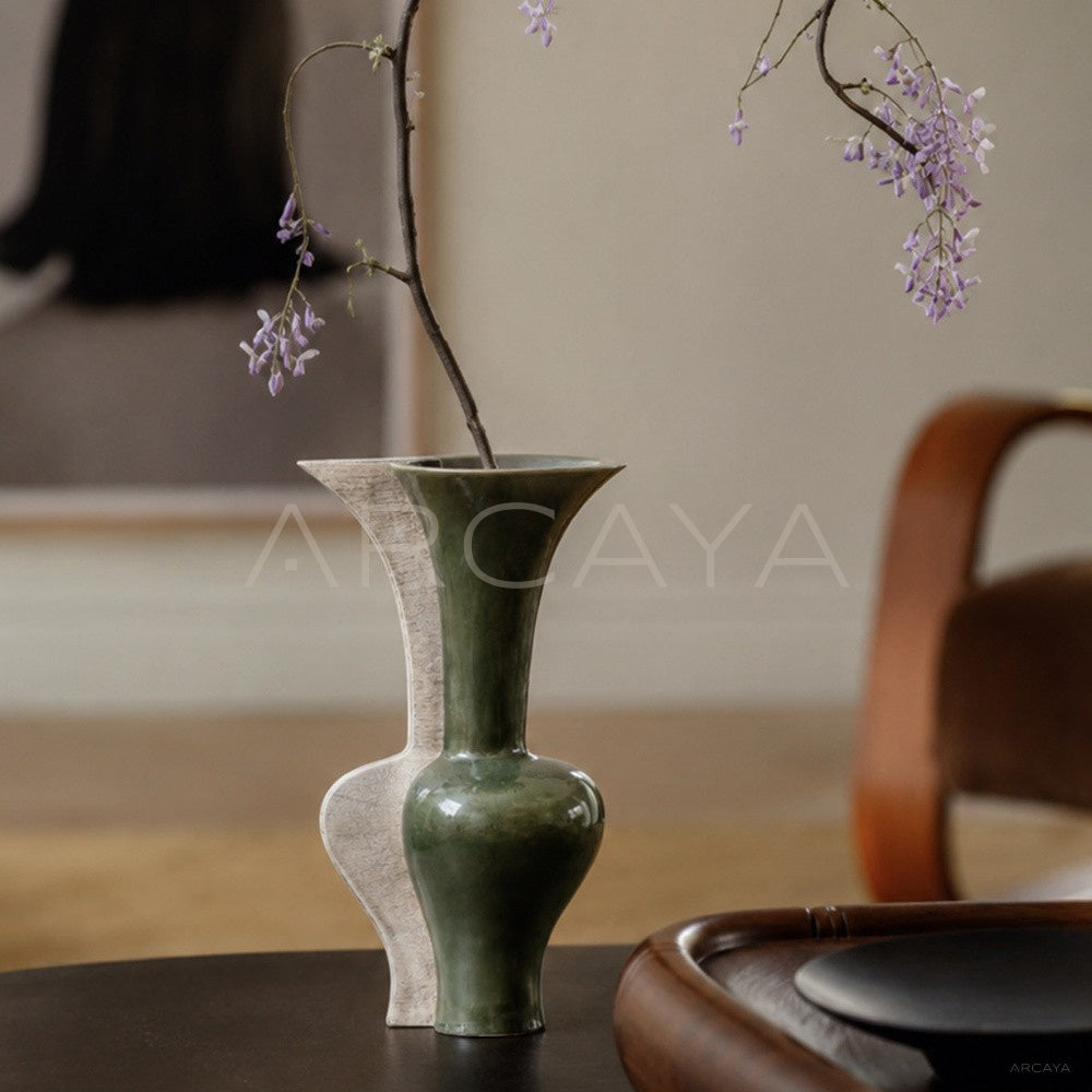Wabi Sabi Two Tone Irregular Ceramic Vase - main