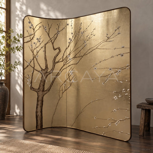 Reflective Gold Leaf Folding Screen - main