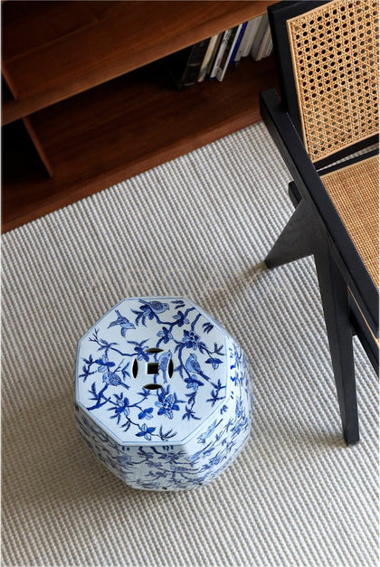 New Chinese Blue White Ceramic Stool - scene