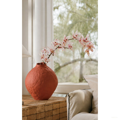 Vintage Red Clay Hand Pinched Vase - scene