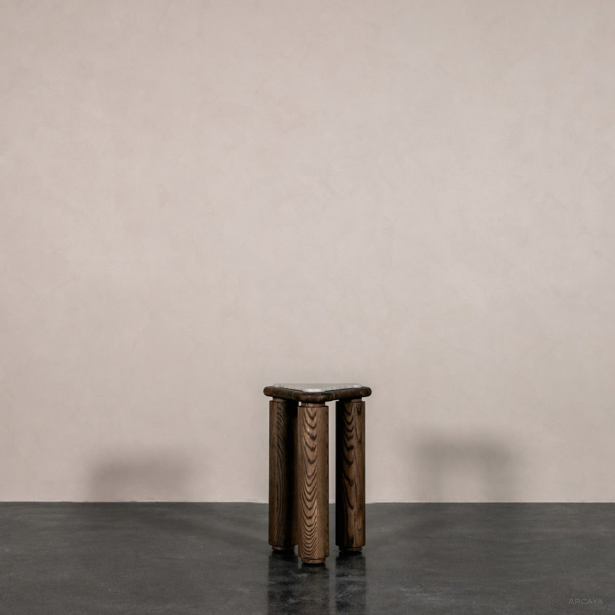 Triangular Solid Wood Marble Side Table - main