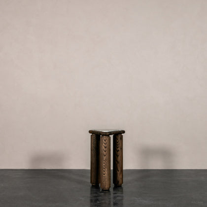 Triangular Solid Wood Marble Side Table - main