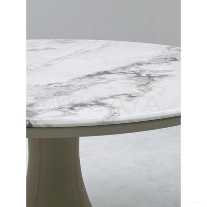 White Stone Trumpet Base Round Table - scene