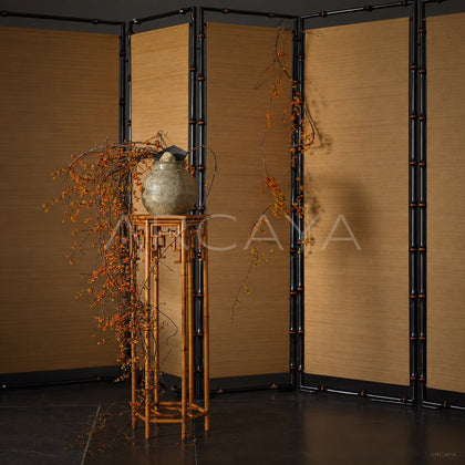 Hexagonal Bamboo Plant Stand - scene