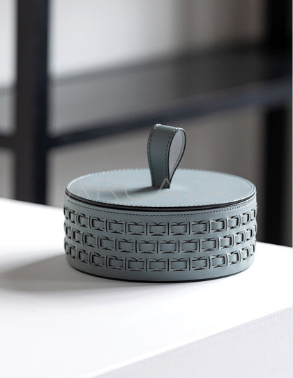 Hollow Leather Lidded Jewelry Box - scene
