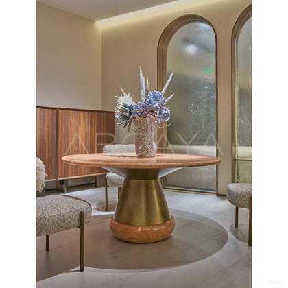 Orange Ice Jade Raw Stone Dining Table - scene