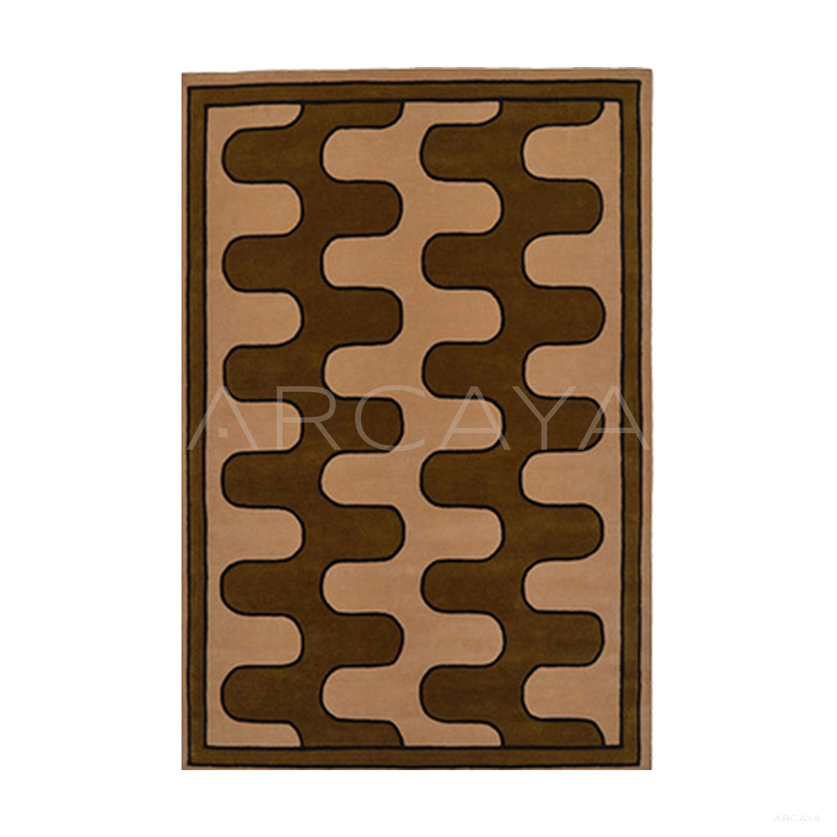 Brown Beige Wave Check Rug Dsm P035 F2 - main