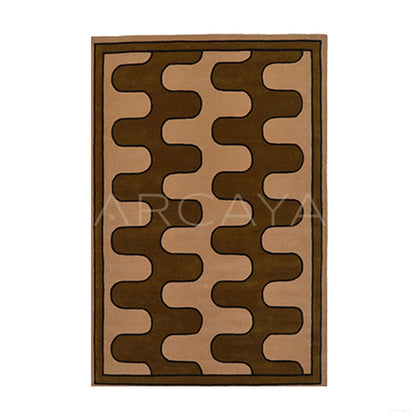 Brown Beige Wave Check Rug Dsm P035 F2 - main