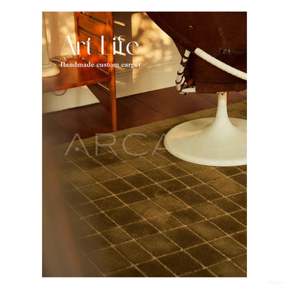 Olive Fine Check Rug Dsm P004 C03 - scene