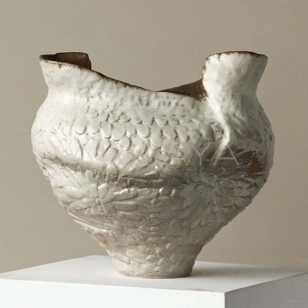 Vintage Handmade Textured Ceramic Vase - main