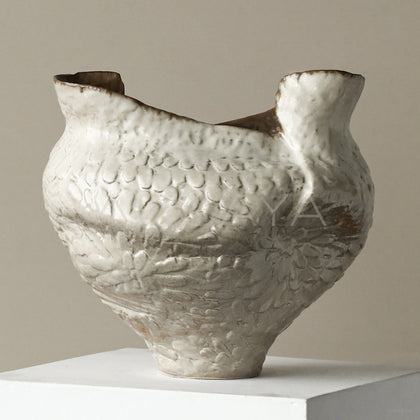 Vintage Handmade Textured Ceramic Vase - main