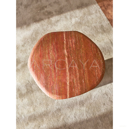 Red Travertine Side Table - scene