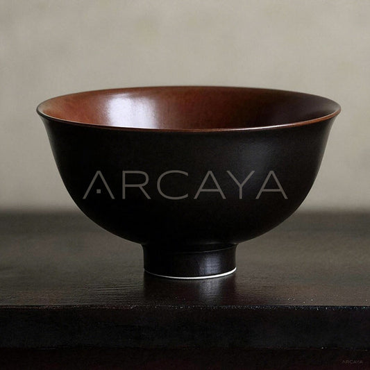 Handmade Two Tone Glaze Footed Rice Bowl - main