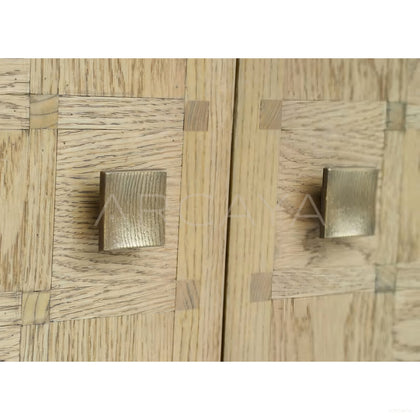 Oak Checkerboard Marquetry Open Tall Cabinet - scene