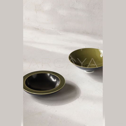 Two Tone Glaze Conical Salad Bowl - scene
