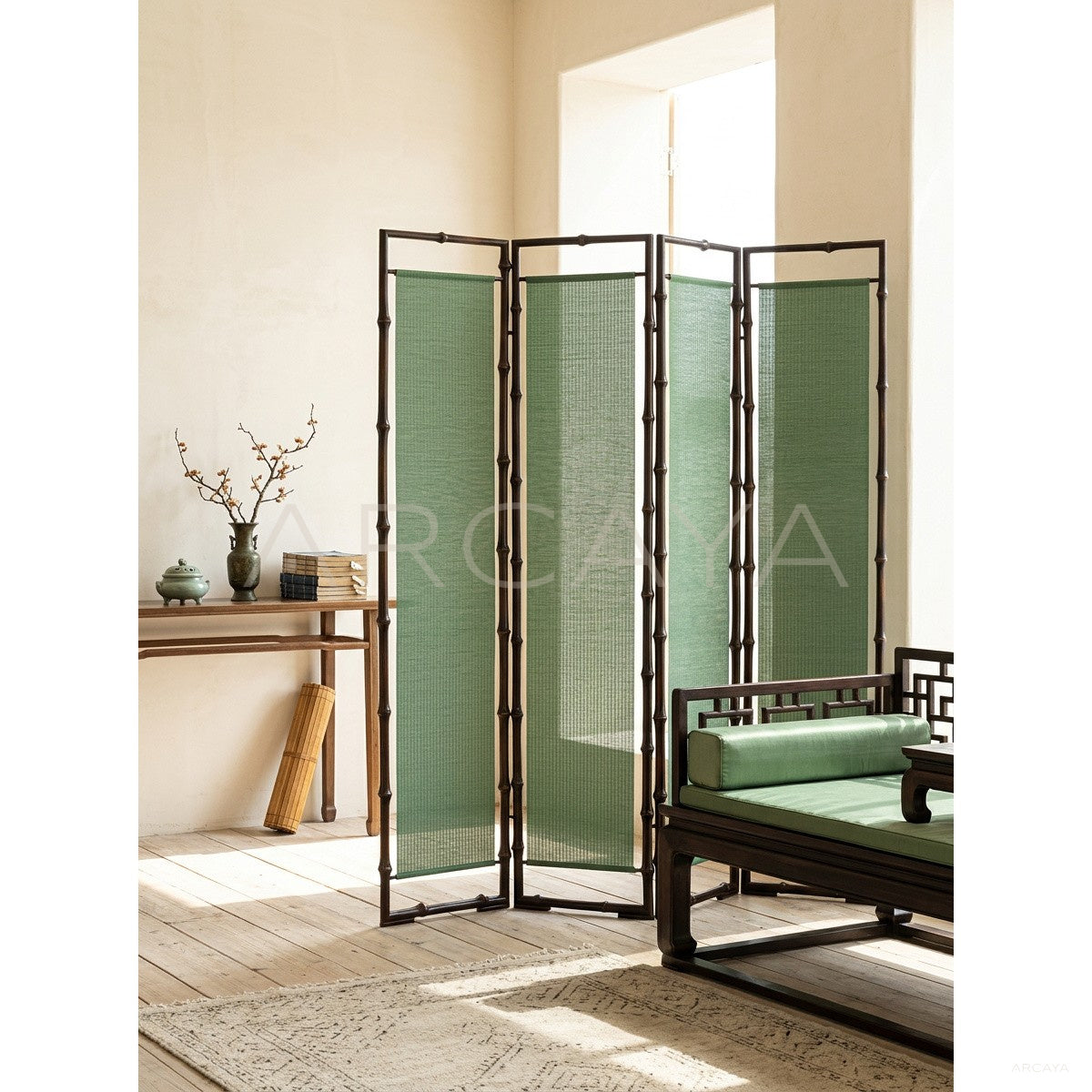 Green Song Aesthetic Folding Screen in detail