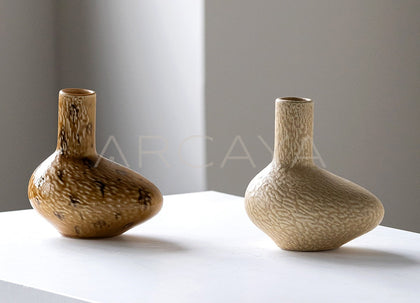Wabi Sabi Ochre Textured Ceramic Vase - scene