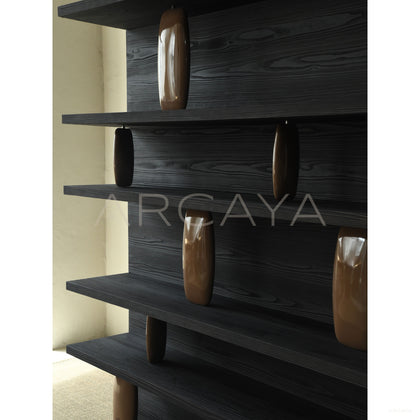 Sandblasted Cedar Old Money Bookshelf - scene