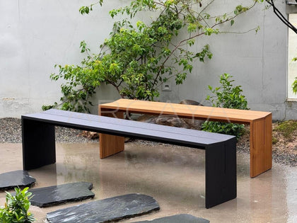 Burmese Teak Two Tone Bench - scene