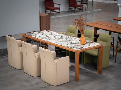Burmese Teak Stone Table - scene