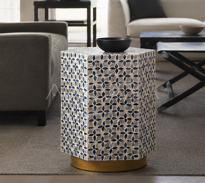 Natural Shell Inlay Hexagonal Side Table - scene