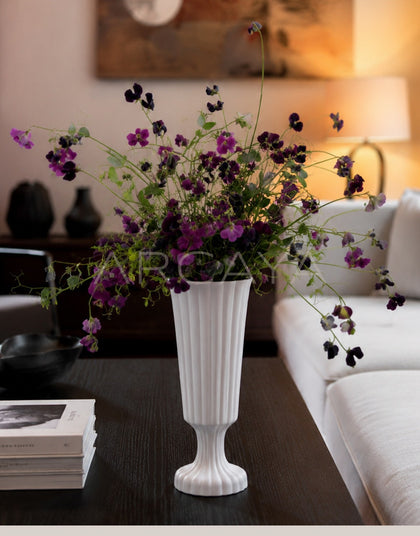 Ribbed Matte Ceramic Vase Handmade - scene