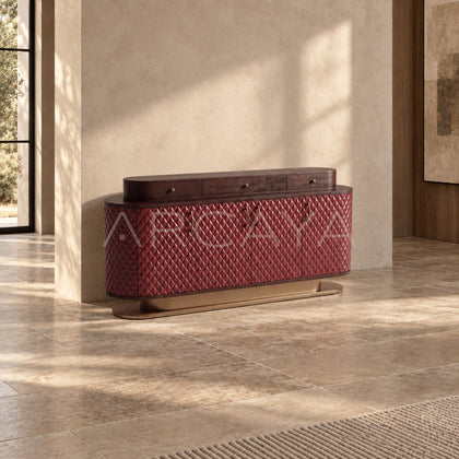 Italian Wine Red Diamond Relief Sideboard - scene