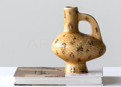 Vintage Handled Irregular Ceramic Vase - scene