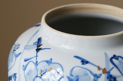 Blue White Porcelain General Jar Vase - scene