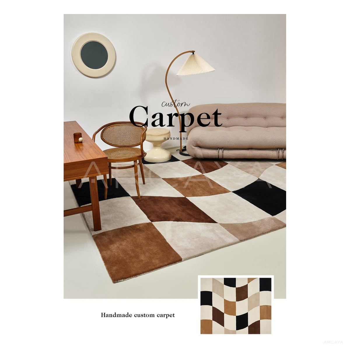 Brown Black Cream Checkerboard Rug Dsm P009 Fr in detail