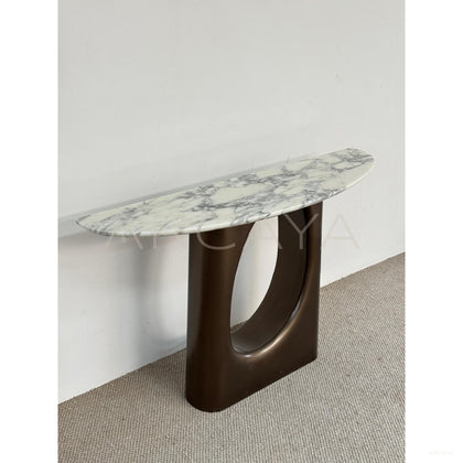 Metallic Lacquer Marble Console Table - scene