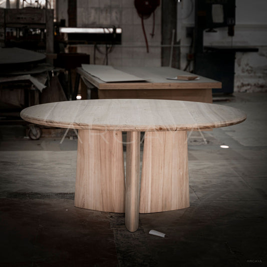 Ash Wood Round Table Unfinished - scene