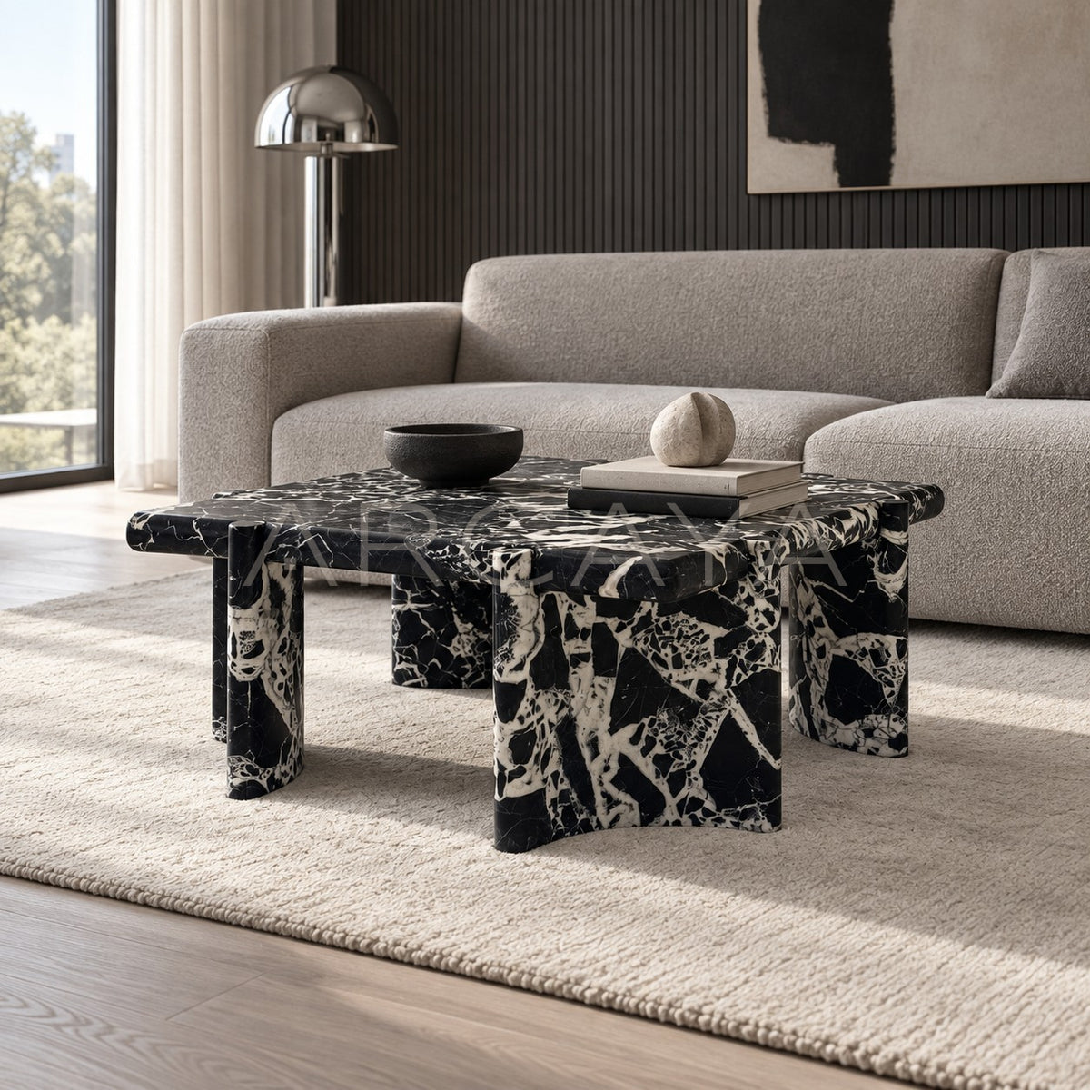Black White Geometric Stone Console - main