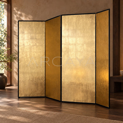 Gold Leaf Chinese Tea Room Folding Screen - main