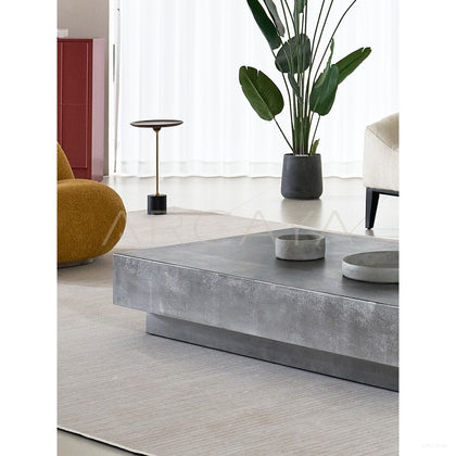 Mid Century Wabi Sabi Concrete Coffee Table - scene