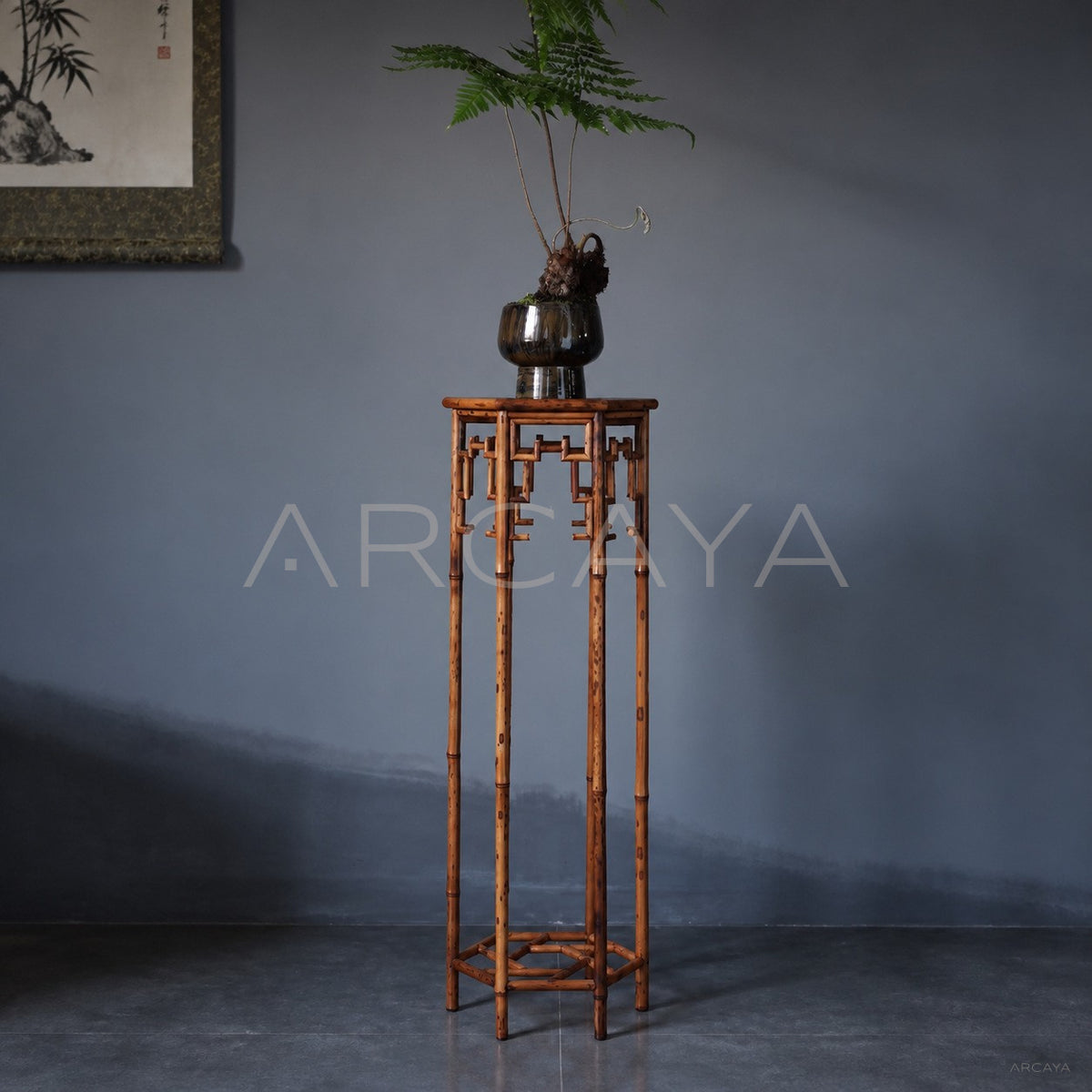 Hexagonal Bamboo Plant Stand - main