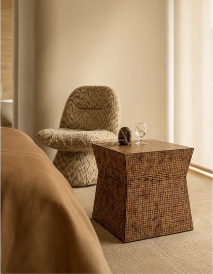 Handwoven Square Side Table - scene