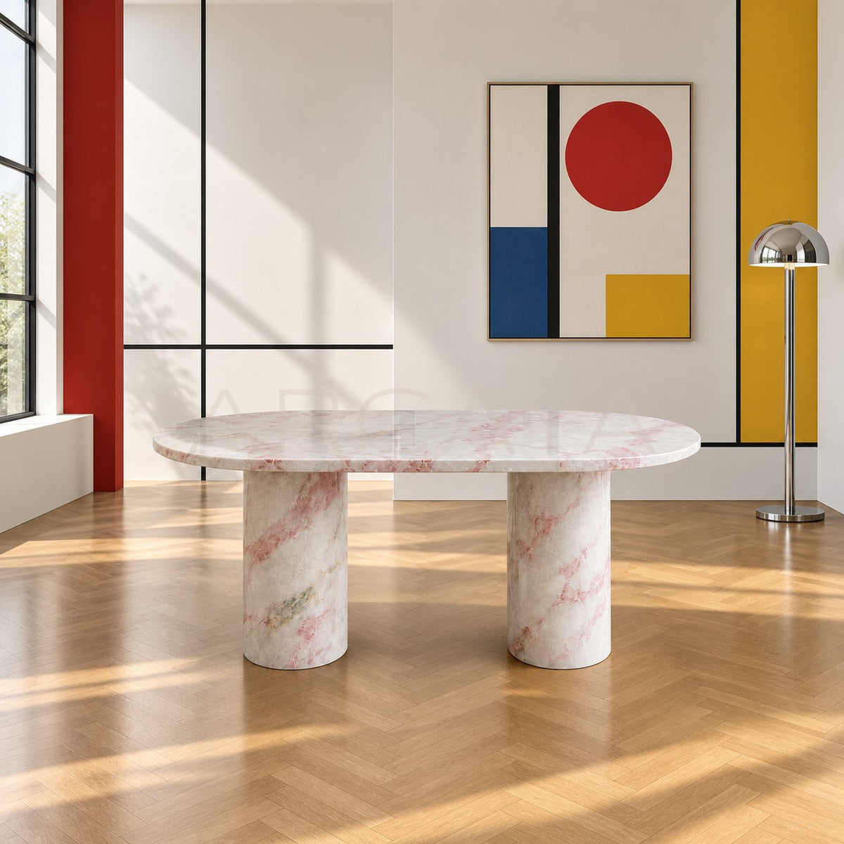 Fendi Pink Natural Marble — Tables in detail