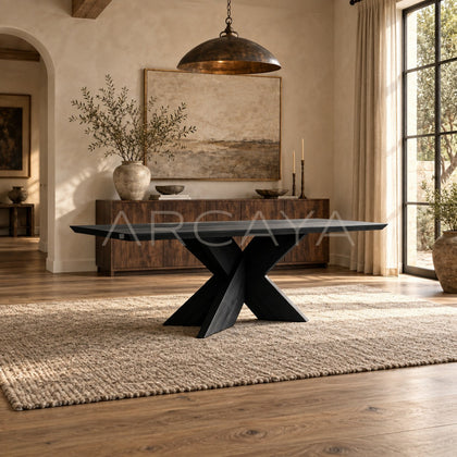 Ink Dyed Ash Dining Table - scene
