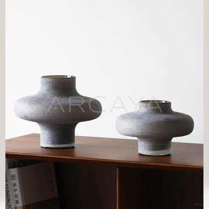 Wabi Sabi Sand Grey Textured Glass Vase - main
