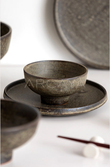 Vintage Textured Ceramic Tableware Set - scene