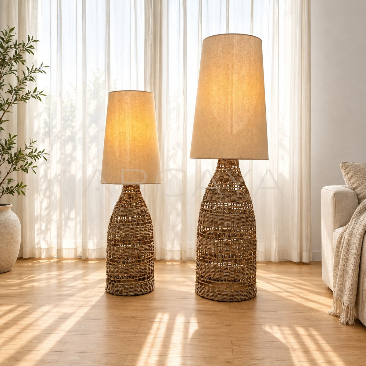 Natural Rattan Floor Lamp - main