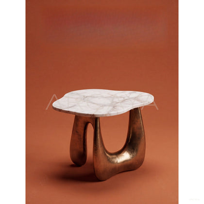 Gilded Sculpture Marble Side Table - scene