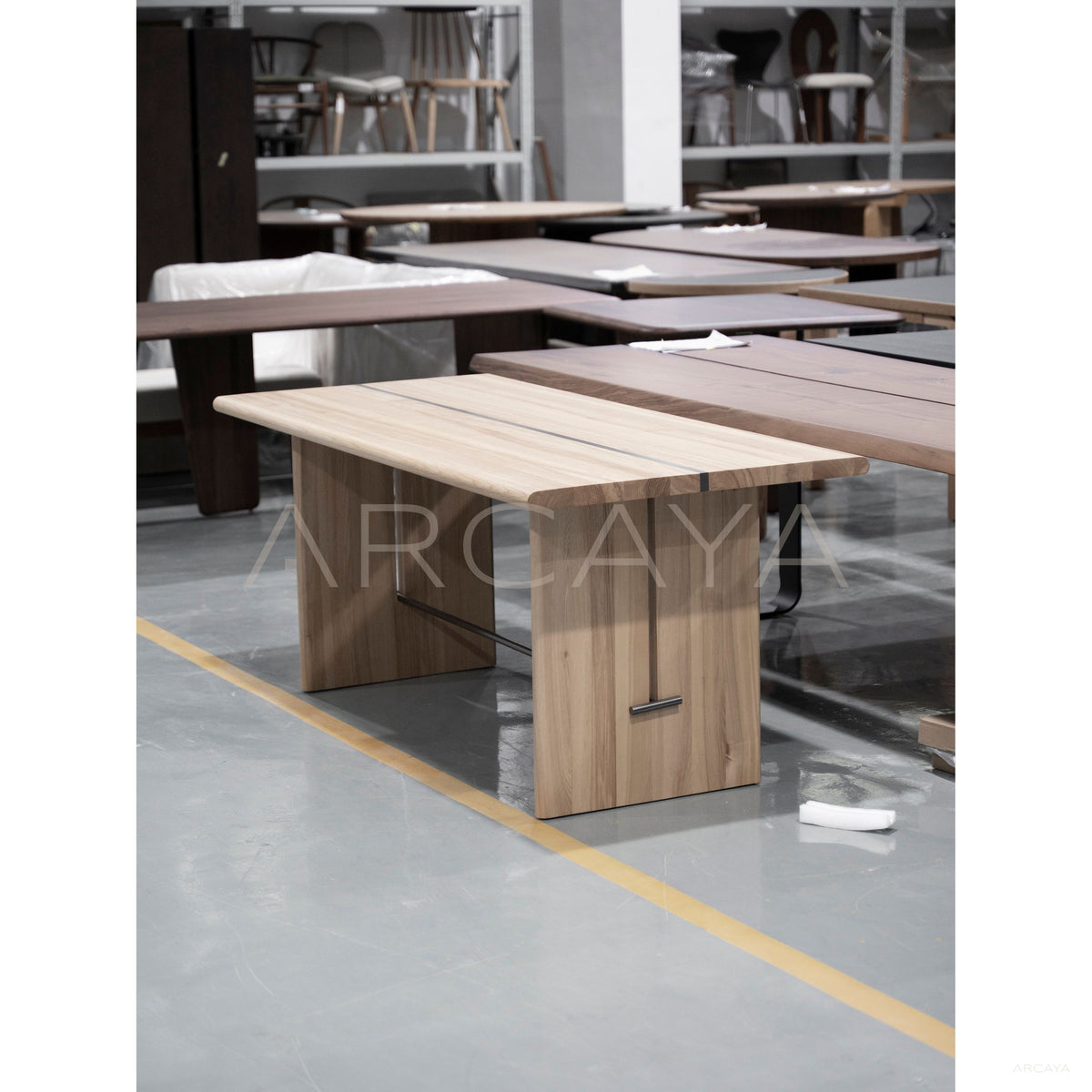 Ash Wood Minimalist Desk Dining Table in detail