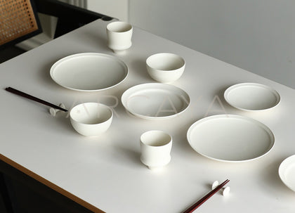 Rongbai Collab White Porcelain Four Person Set - scene