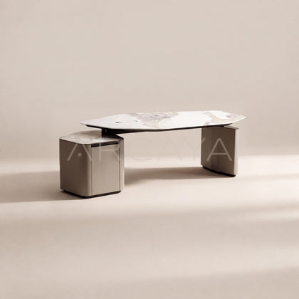 Italian Irregular Stone Leather Executive Desk - main