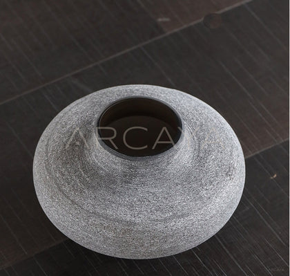 Wabi Sabi Sand Grey Textured Glass Vase - scene